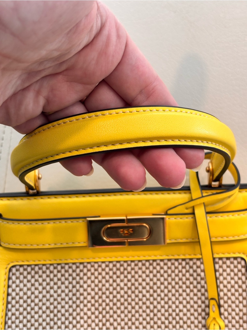 TORY BURCH Yellow Petite Lee Radziwill Woven Mini Bag NWOT - Picture 6 of 16